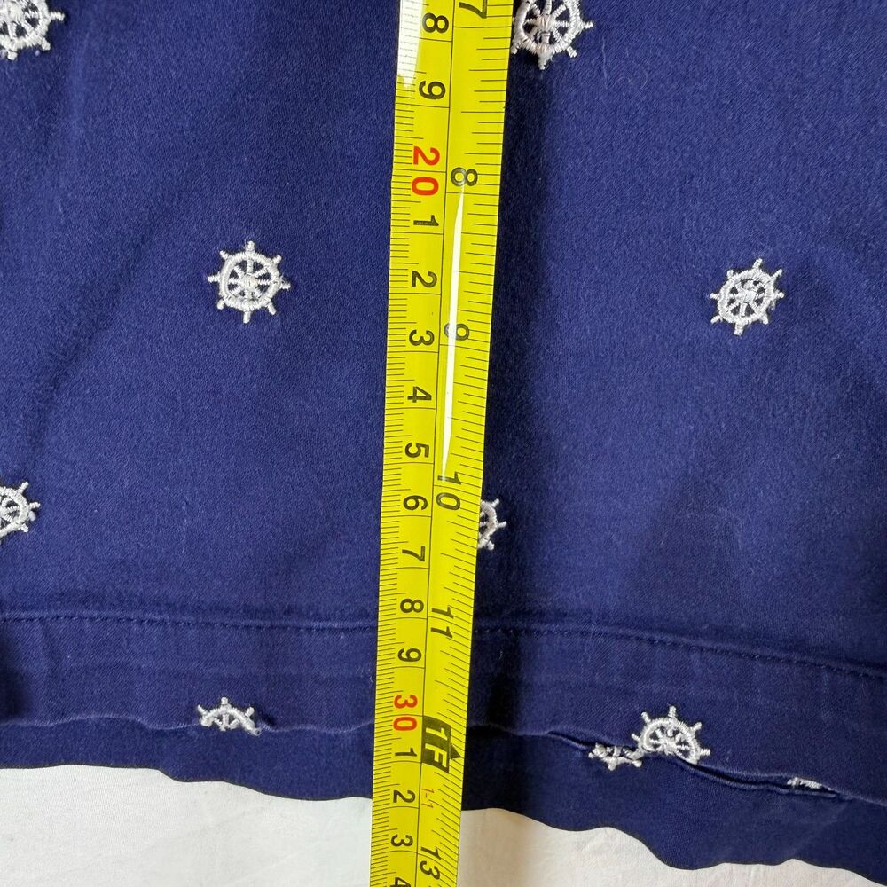 Telluride Clothing Co Navy Ship Wheel Embroidered Chino Shorts Size 10 - Picture 5 of 5